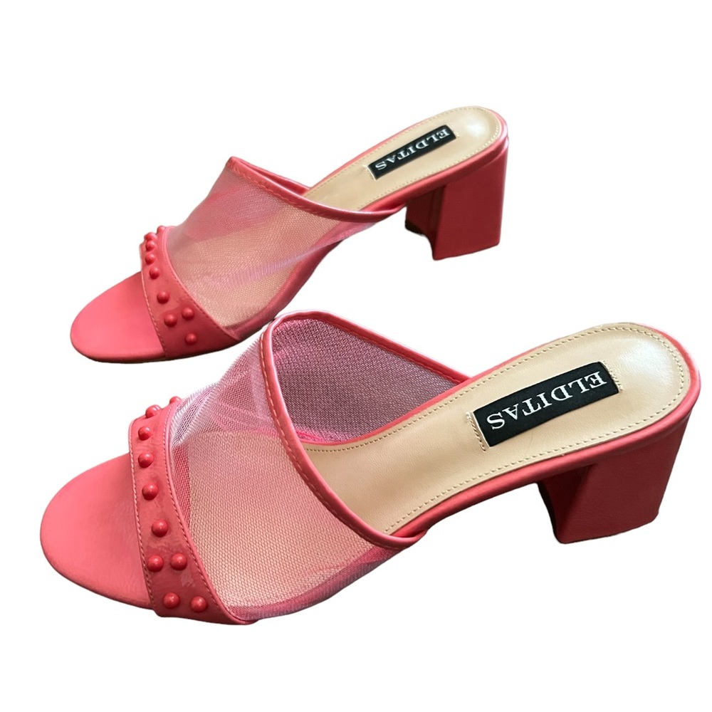 Elditas Pink Mesh Block Heels